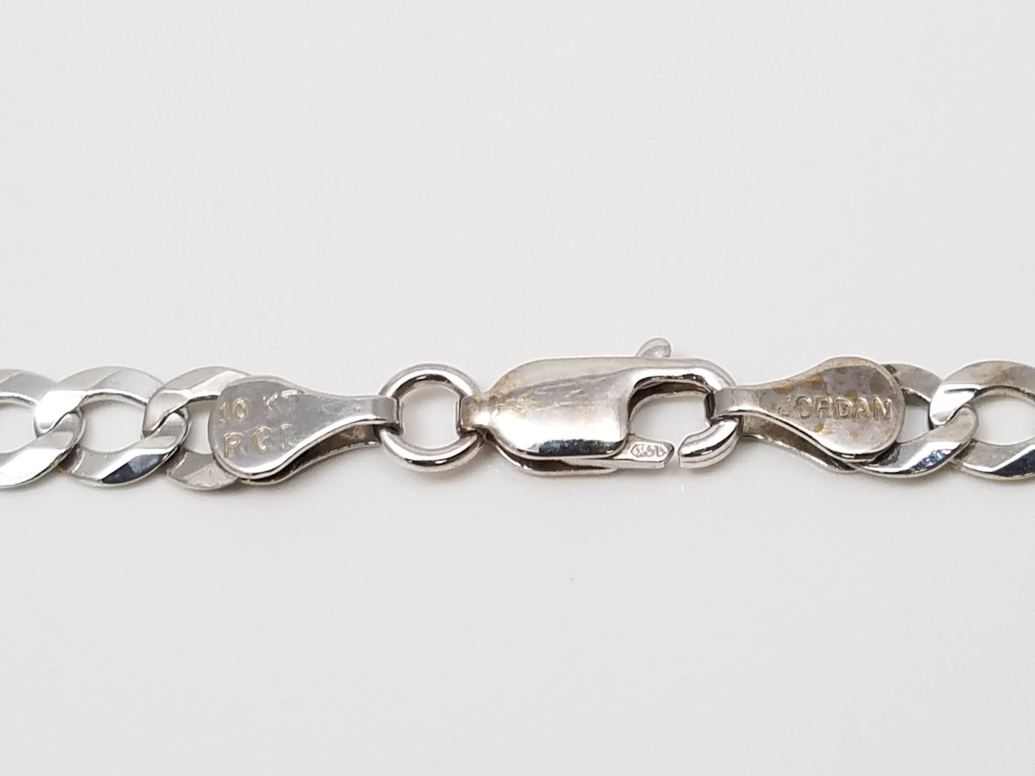 Sporty 22" Solid 10k White Gold Curb Link Chain Necklace