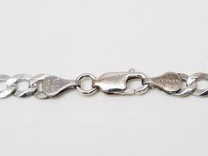 Sporty 22" Solid 10k White Gold Curb Link Chain Necklace