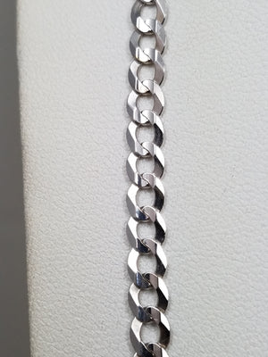 Sporty 22" Solid 10k White Gold Curb Link Chain Necklace