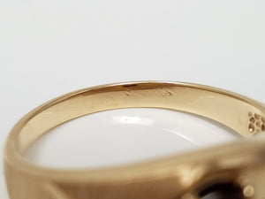 Men's 10k Yellow Gold Natural Garnet Diamond Ring