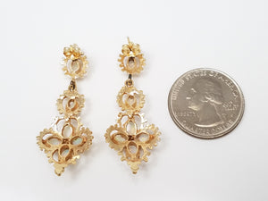 Elaborate Vintage 12k Yellow Gold Natural Australian Opal Dangle Earrings