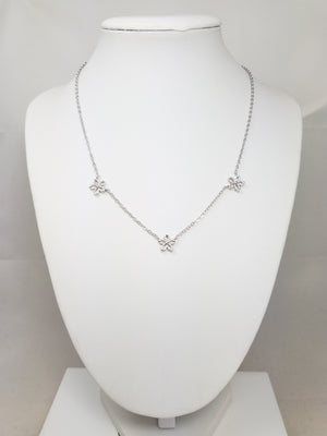 14k White Gold Flower Station Necklace