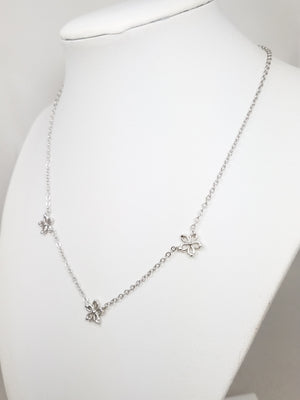 14k White Gold Flower Station Necklace