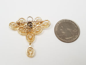 Elegant 12k Yellow Gold Natural Australian Opal Brooch/Pendant