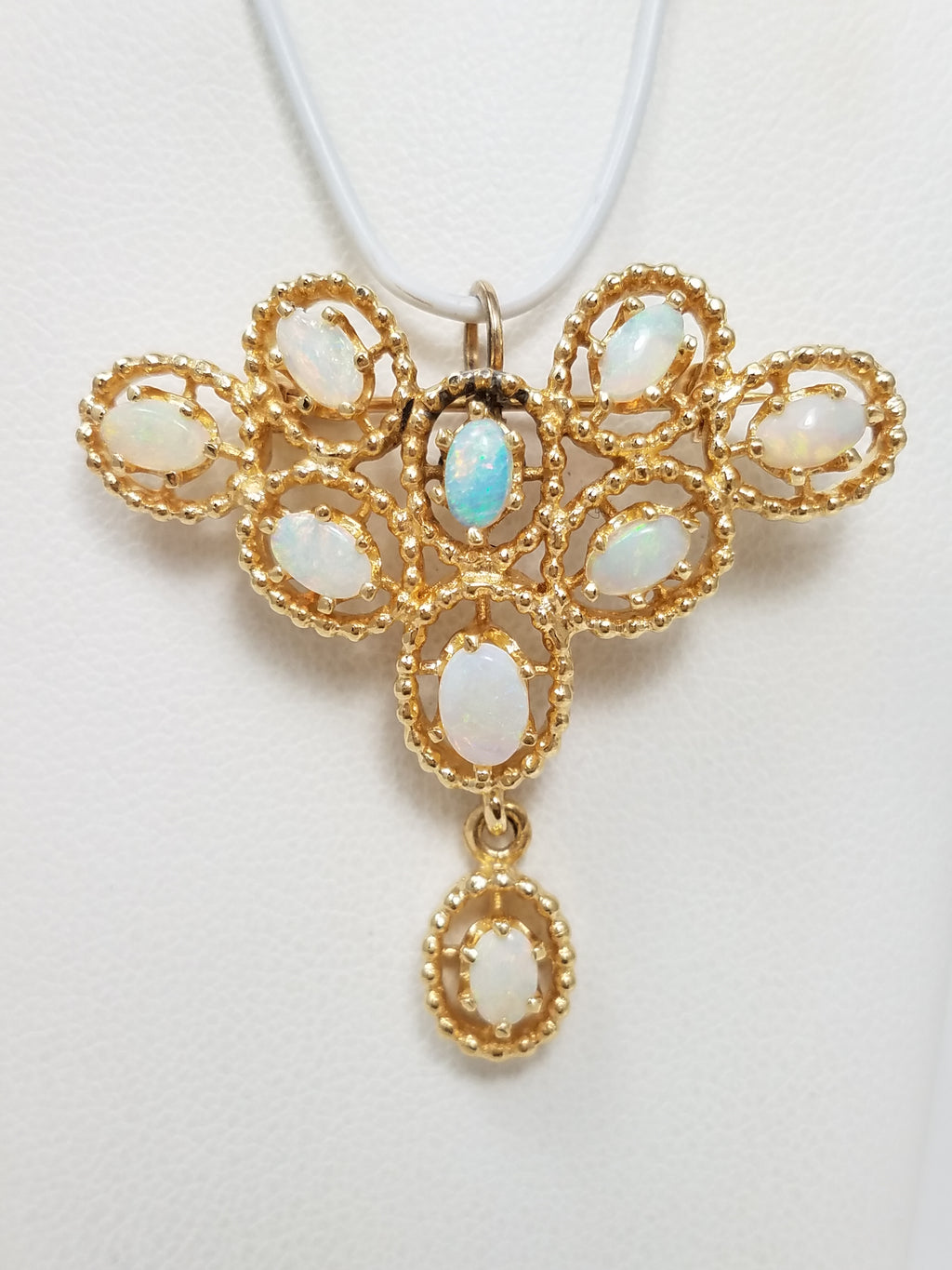 Elegant 12k Yellow Gold Natural Australian Opal Brooch/Pendant