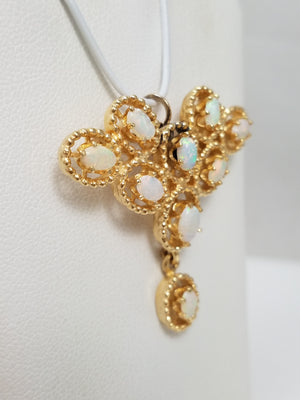 Elegant 12k Yellow Gold Natural Australian Opal Brooch/Pendant