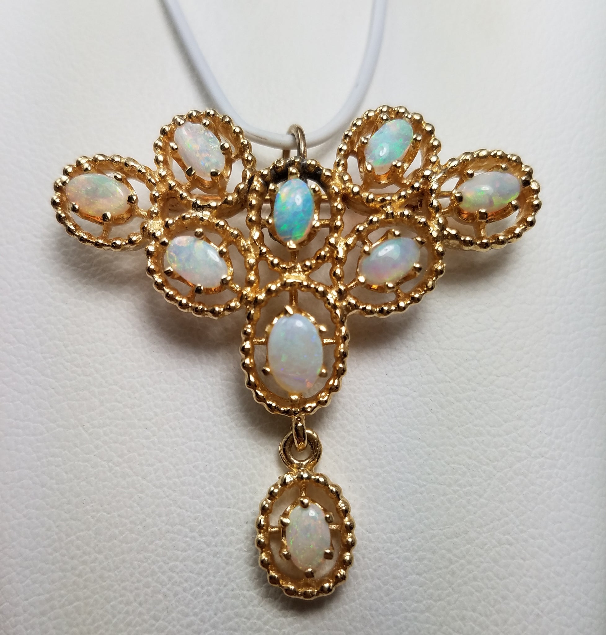 Elegant 12k Yellow Gold Natural Australian Opal Brooch/Pendant