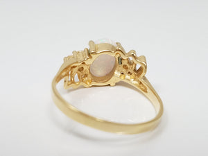 10k Yellow Gold Lab Opal Cubic Zirconia Ring