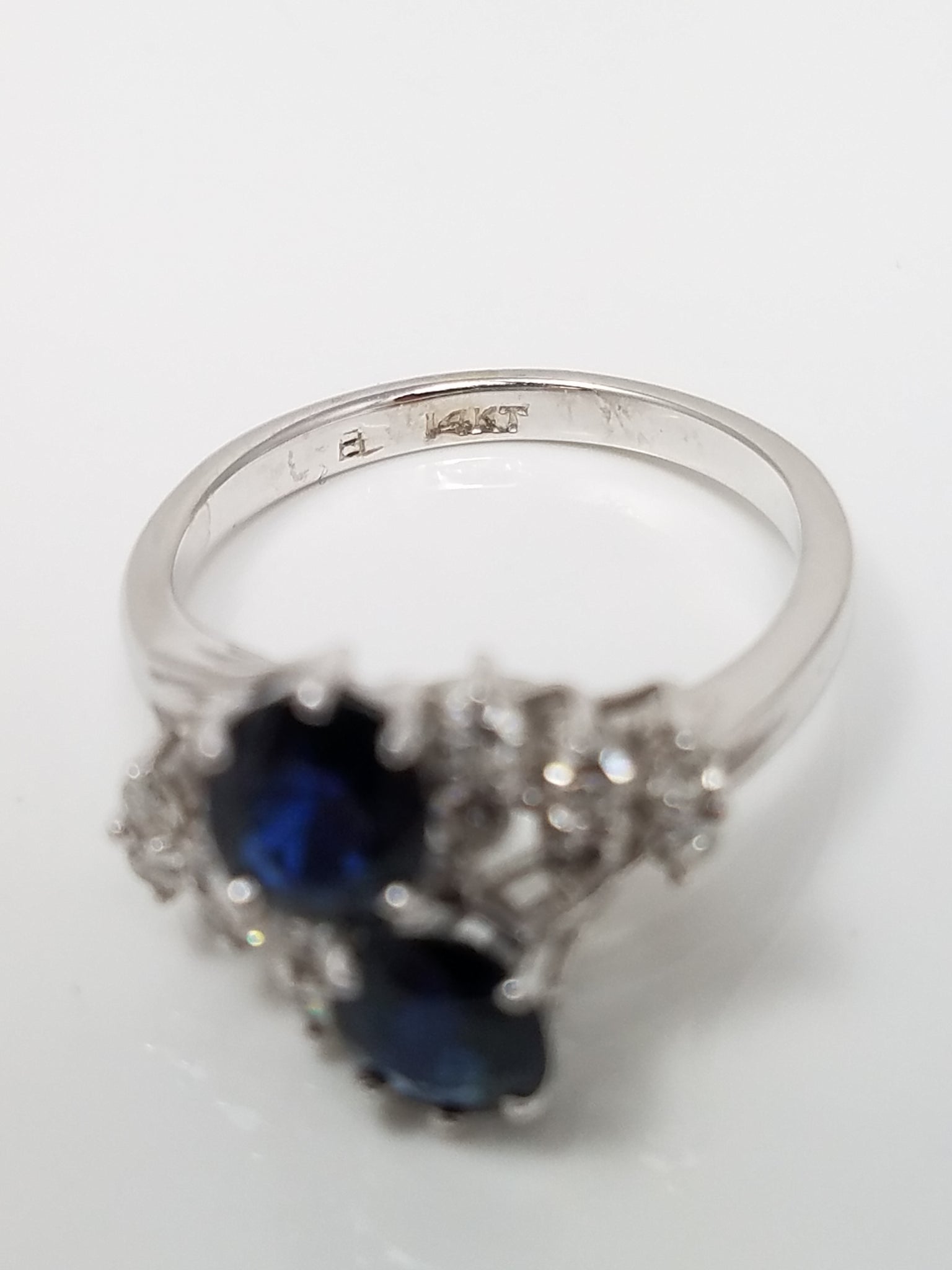 Fancy 1ctw Natural Sapphire & Diamond Accented 14k White Gold Ring
