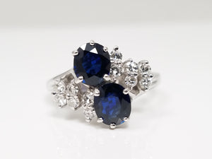 Fancy 1ctw Natural Sapphire & Diamond Accented 14k White Gold Ring