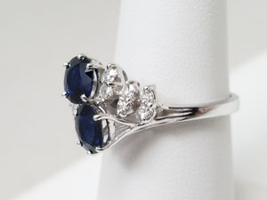 Fancy 1ctw Natural Sapphire & Diamond Accented 14k White Gold Ring