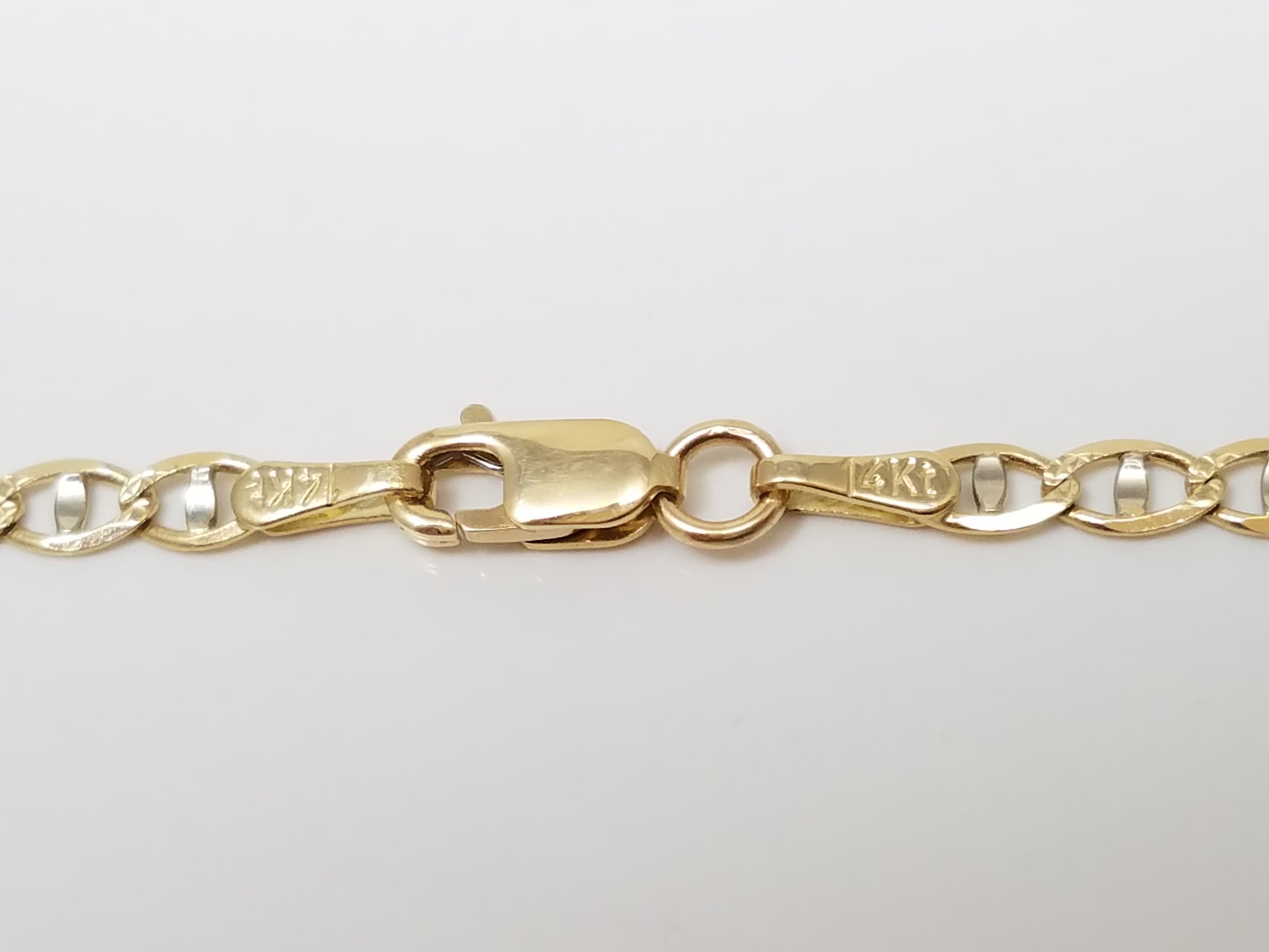 Classy 22" 14k Solid Two Tone Gold Mariner Link Chain Necklace
