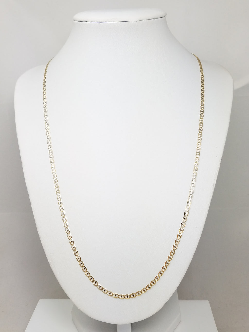 Classy 22" 14k Solid Two Tone Gold Mariner Link Chain Necklace