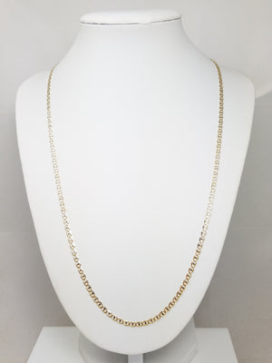 Classy 22" 14k Solid Two Tone Gold Mariner Link Chain Necklace