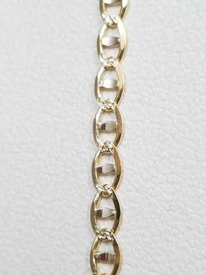 Classy 22" 14k Solid Two Tone Gold Mariner Link Chain Necklace
