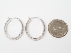 Diamond Cut 14k White Gold Hoop Earrings