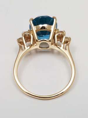 Enchanting 14k Yellow Gold Natural Topaz Diamond Ring