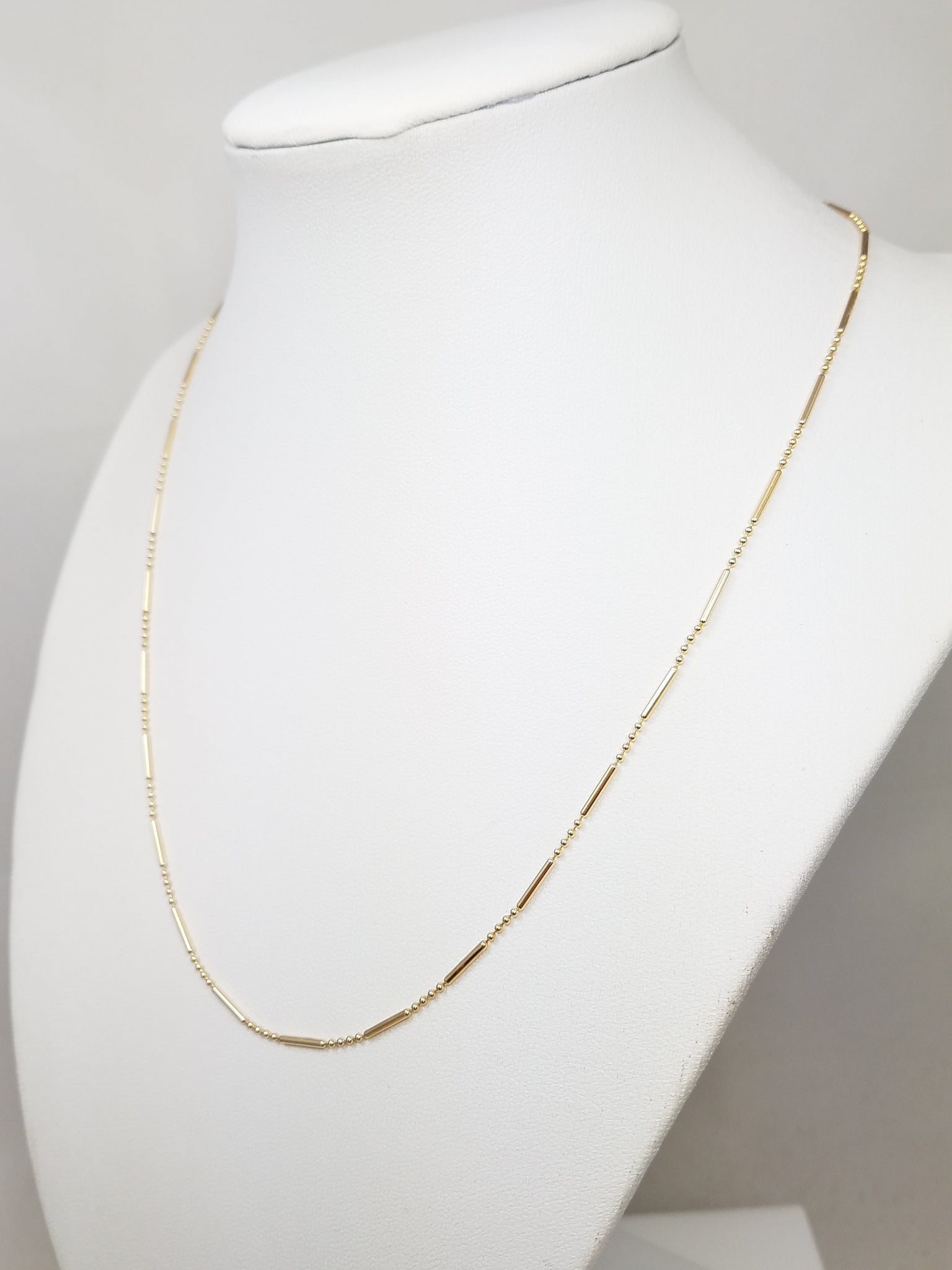 14k Yellow Gold Micro Bead Chain Necklace