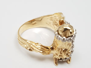 Sophisticated 14k Yellow Gold Natural Diamond Horse Head Ring