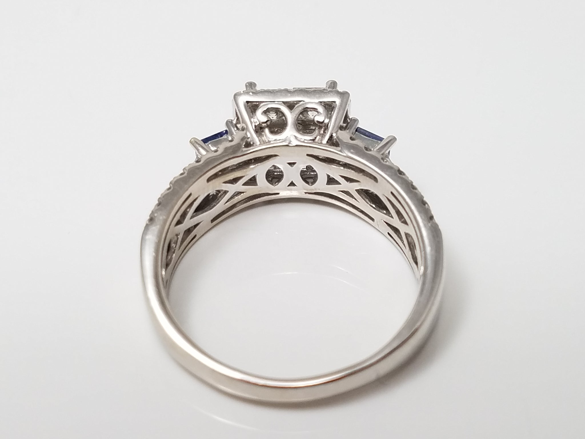 Elite 14k White Gold Natural Diamond Sapphire Engagement Ring