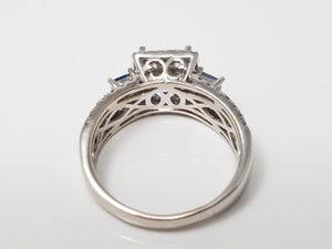 Elite 14k White Gold Natural Diamond Sapphire Engagement Ring