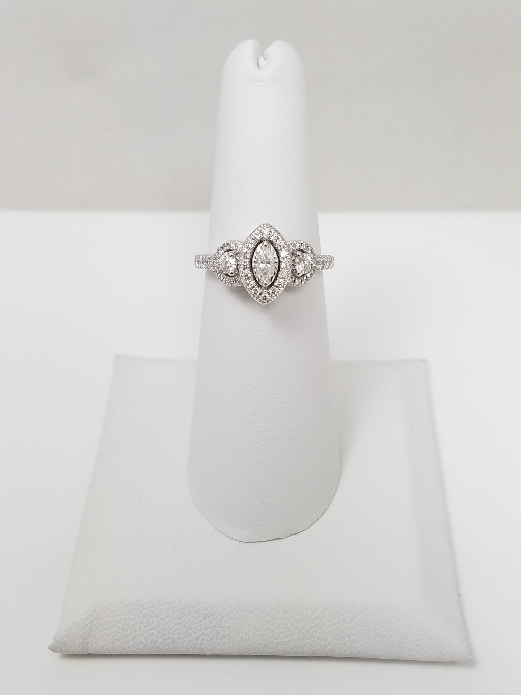 Sparkling .33ctw Marquise Natural Diamond 14k White Gold Engagement Ring
