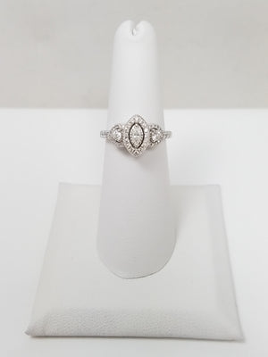 Sparkling .33ctw Marquise Natural Diamond 14k White Gold Engagement Ring