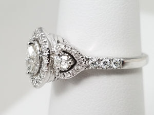 Sparkling .33ctw Marquise Natural Diamond 14k White Gold Engagement Ring