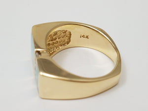 Exquisite 14k Yellow Gold Natural Australian Opal Diamond Custom Ring