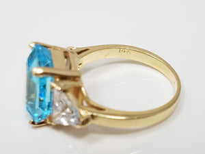 Serene Blue Cubic Zirconia 14k Yellow Gold Ring