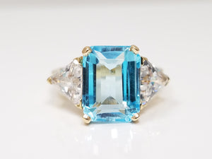 Serene Blue Cubic Zirconia 14k Yellow Gold Ring