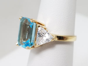 Serene Blue Cubic Zirconia 14k Yellow Gold Ring