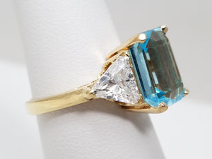 Serene Blue Cubic Zirconia 14k Yellow Gold Ring