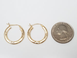 Timeless 14k Yellow Gold Diamond Cut Hollow Hoop Earrings