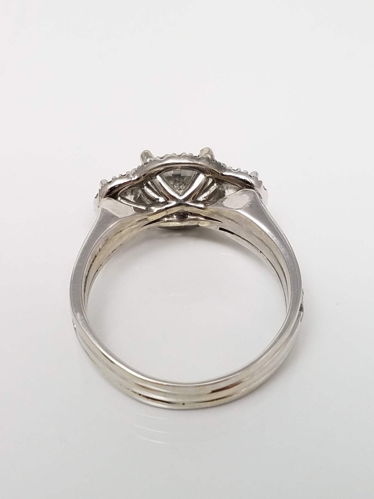 Elegant Lab + Natural Diamond Halo 14k White Gold Engagement Ring
