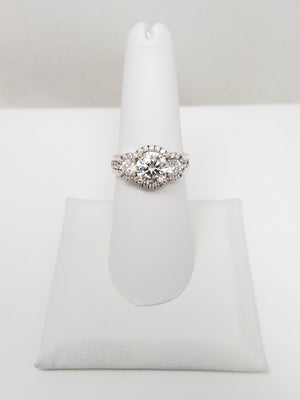 Elegant Lab + Natural Diamond Halo 14k White Gold Engagement Ring