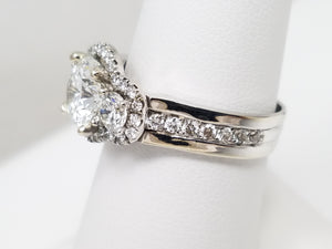 Elegant Lab + Natural Diamond Halo 14k White Gold Engagement Ring