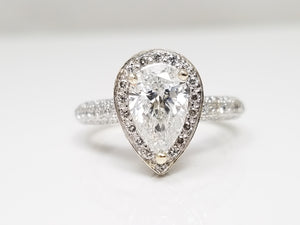 Exceptional IGI Certified 1.07ct Lab Grown Pear & Natural Diamond 14k White Gold Engagement Ring