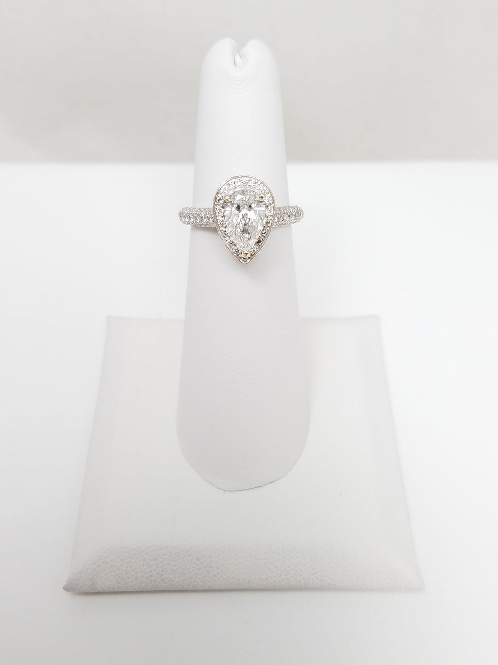Exceptional IGI Certified 1.07ct Lab Grown Pear & Natural Diamond 14k White Gold Engagement Ring