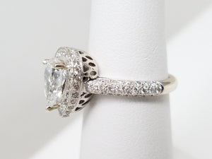 Exceptional IGI Certified 1.07ct Lab Grown Pear & Natural Diamond 14k White Gold Engagement Ring