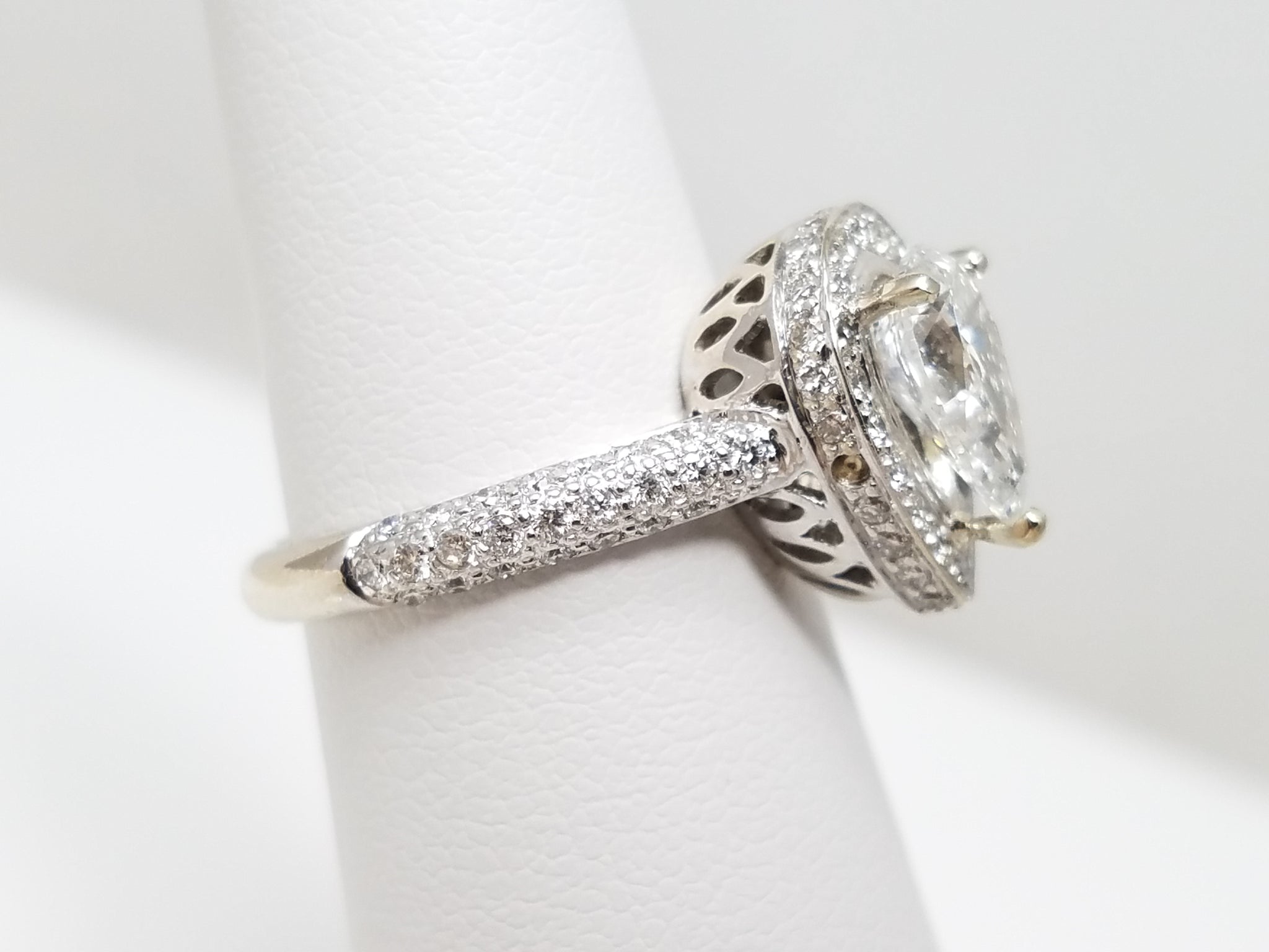 Exceptional IGI Certified 1.07ct Lab Grown Pear & Natural Diamond 14k White Gold Engagement Ring