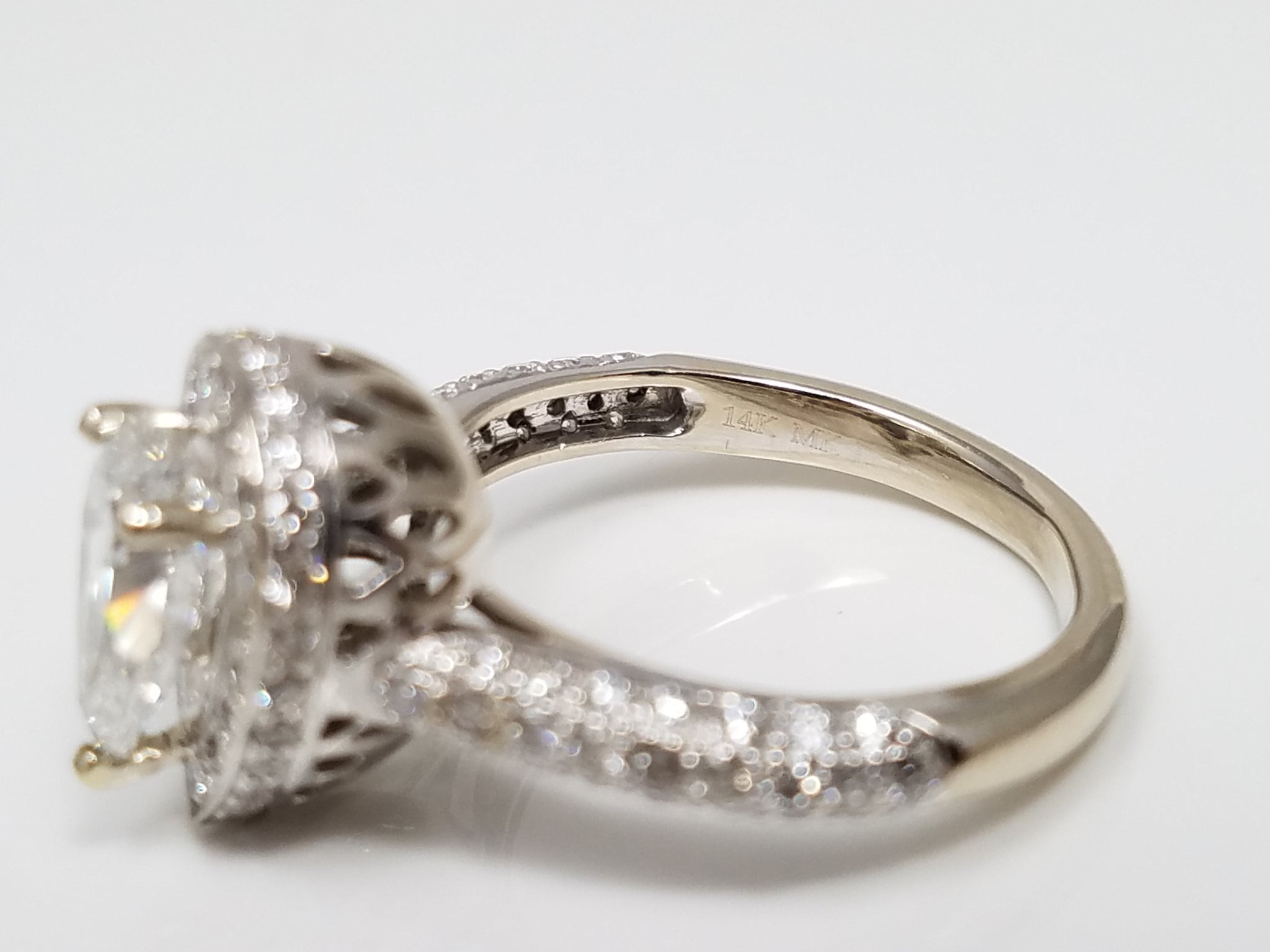 Exceptional IGI Certified 1.07ct Lab Grown Pear & Natural Diamond 14k White Gold Engagement Ring