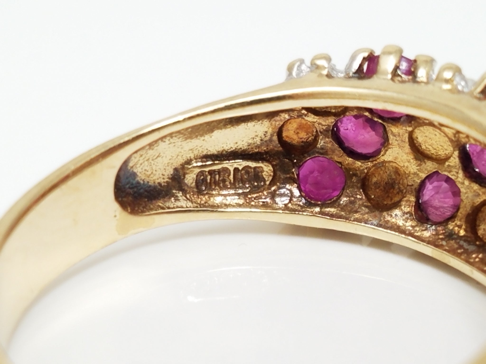 10k Yellow Gold Natural Ruby + Diamond Ring