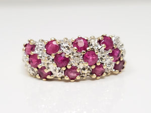 10k Yellow Gold Natural Ruby + Diamond Ring