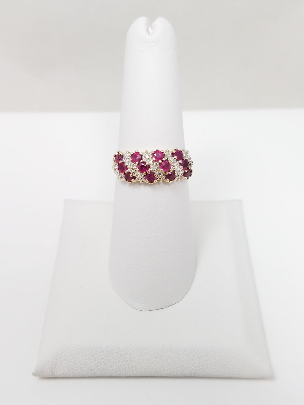 10k Yellow Gold Natural Ruby + Diamond Ring