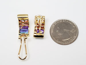 Fabulous 18k Yellow Gold Natural Gemstone Drop Earrings