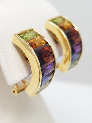Fabulous 18k Yellow Gold Natural Gemstone Drop Earrings