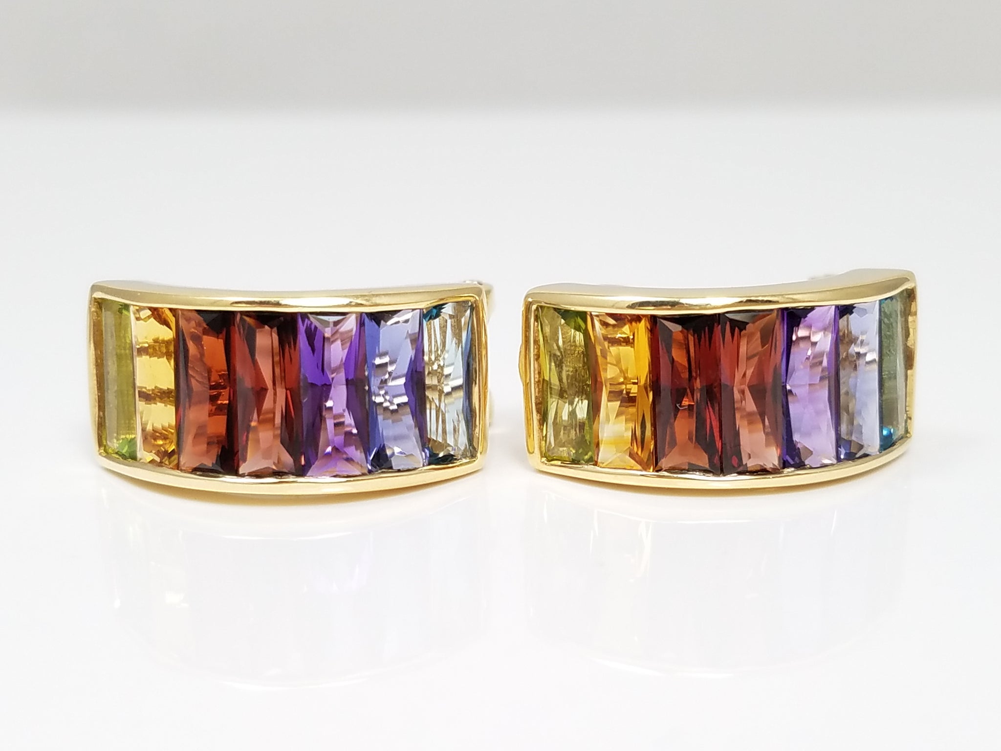 Fabulous 18k Yellow Gold Natural Gemstone Drop Earrings