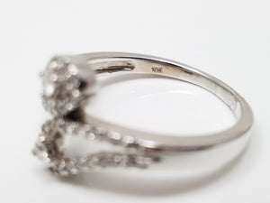 Dainty 10k White Gold Natural Diamond Bypass Design Ring Band