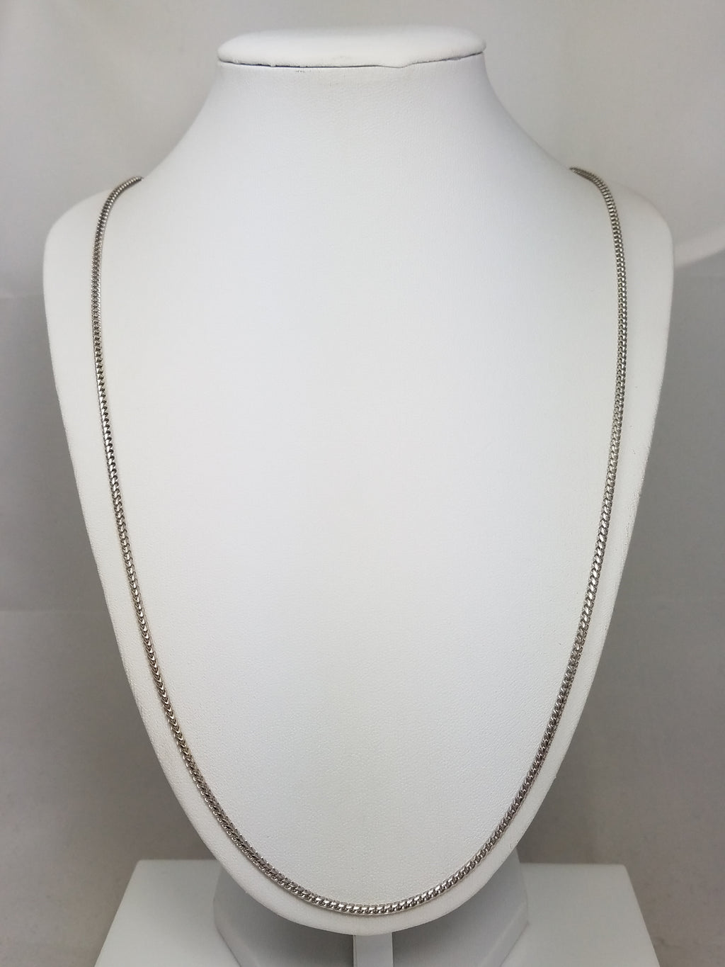 Sporty 27" 10k White Gold Solid Franco Link Chain Necklace